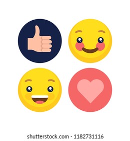 Funny Flat Style Emoji Emoticon Reactions Stock Vector (Royalty Free ...