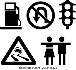 Abstract flat style designed illustration of road traffic signs