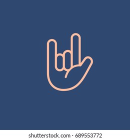 Abstract Flat Style Line Icon Rock Hand Emoji Emoticon 