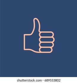 Abstract Flat Style Line Icon Hand Thumb Up Like Emoji Emoticon 