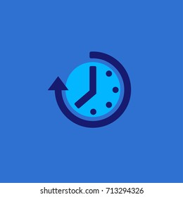 Abstract flat style time and clock vector icon. Trendy simple design watch symbol.