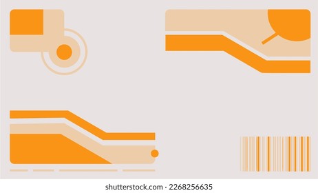 Abstract Flat styled Orange Modern Y2K Border Template Background
