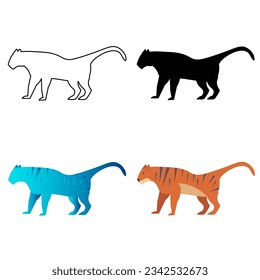 Abstract Flat Tiger Animal Silhouette Illustration, can be used for business designs, presentation designs or any suitable designs.