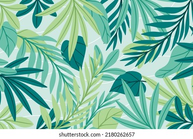 abstract flat tropical leaves background vector