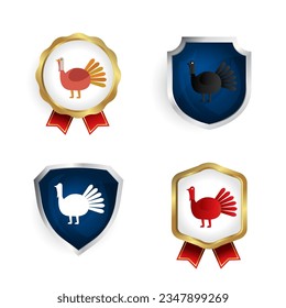 Abstract Flat Turkey Bird Badge and Label Collection, can be used for business designs, presentation designs or any suitable designs.