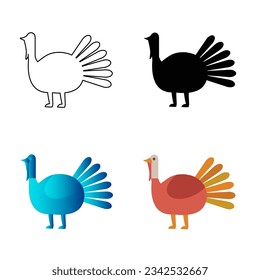 Abstract Flat Turkey Bird Silhouette Illustration, can be used for business designs, presentation designs or any suitable designs.