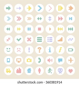 Abstract flat vector dotted icon and arrows collection
