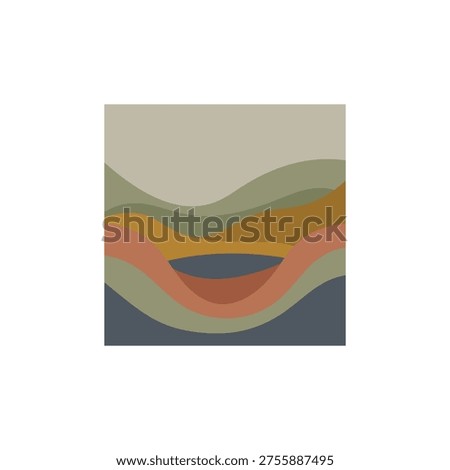 Abstract flat vector of an energy storage reservoir horizon with muted color layers