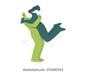 Ilustração vetorial plana abstrata de um casal feliz abraçando, simbolizando o amor, Romance, Conexão, Abraçando, calor emocional em um estilo moderno mínimo.
