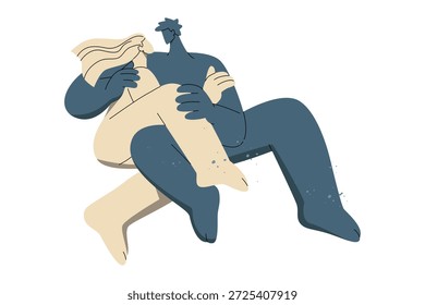 Ilustração vetorial plana abstrata de um casal feliz abraçando, simbolizando o amor, abraçando, Romance, conexão, calor emocional no estilo mínimo moderno.
