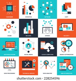 Abstract flat vector illustration of technology concepts. Elements for mobile and web applications.