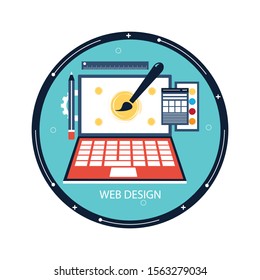 
Abstract flat vector illustration of web design and development concepts