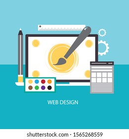 Abstract flat vector illustration of web design and development concepts