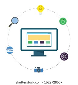 Abstract flat vector illustration of web design and development concepts