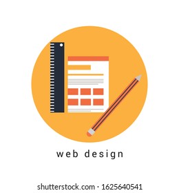 Abstract flat vector illustration of web design and development concepts. Elements for mobile and web applications.