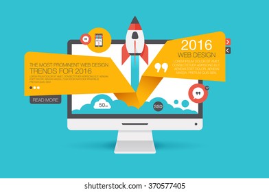 Abstract flat vector illustration of web design and development concepts.