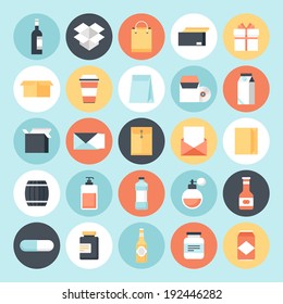 Abstract flat vector package icons. Design elements for mobile and web applications.