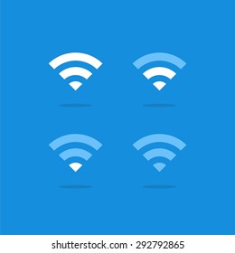 Abstract flat vector wi-fi icons on a blue background