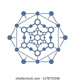 Abstract flat wire frame shape. Global connection concept template for your design.