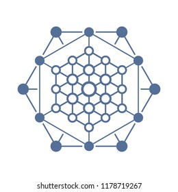 Abstract flat wire frame shape. Global connection concept template for your design.