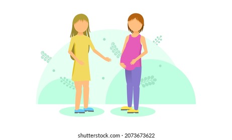 Abstract Flat Woman At A Gynecologist's Appointment Medic Cartoon People Character Pregnant Concept Illustration Vector Design Style Healthcare Diagnosis Clinic