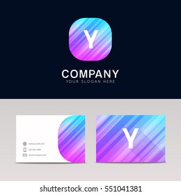 Abstract flat Y icon sign symbol company logo with business card vector design