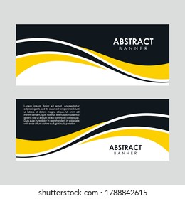 Abstract Flat Yellow and Black Elegant Wavy Banner Design, Professional Modern Yellow Black Flowing Graphic Banner Element Template Vector