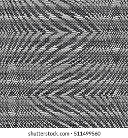 Abstract flecked twisted zigzag geometric motif. Seamless pattern.