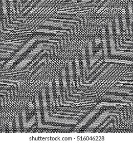 Abstract flecked zigzag geometric motif. Seamless pattern.