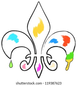abstract fleur de lis painting with brush