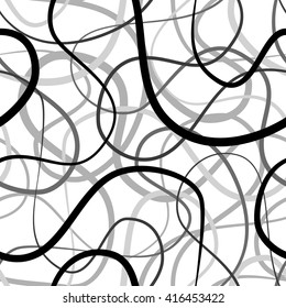 Abstract flexible lines isolated on white, seamless pattern