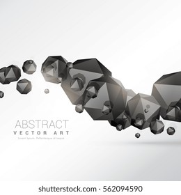 abstract floating black polyhedron shapes 3d objects