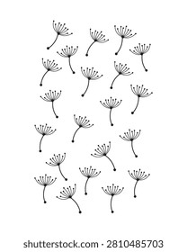 Abstract Floating Dandelion Seed Pattern Drawing