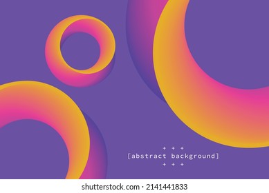 abstract floating doughnut shape in yellow and violet background can be use for product label advertisement technology presentation and packaging vector eps.
