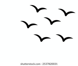 bando abstrato de aves voadoras ilustração vetorial isolado no branco