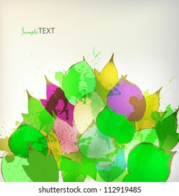 abstract flora background  with green leaves. Vector design