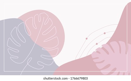 Abstract flora shapes horizontal wallpaper design.Vector illustration of abstract shapes with pastel colors series.