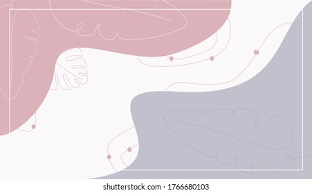 Abstract flora shapes horizontal wallpaper.Vector illustration of abstract shapes with pastel colors series.
