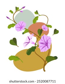 abstract flora simple background. hand draw vector illustration. minimal trendy style with cop space for texture. Vector illustration for your design.