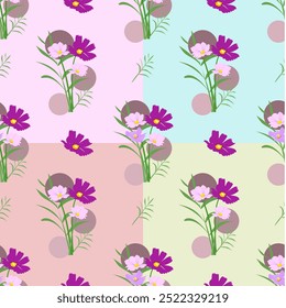 fundo simples flora abstrata. mão desenham ilustração vetorial. belas flores com ramos e folhas ícone isolado vetor ilustração design. Padrão contínuo.  