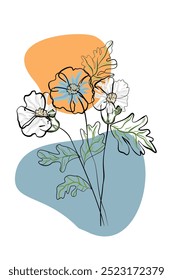 abstract flora simple background. hand draw vector illustration. beautiful flowers with branches and leafs isolated icon vector illustration design.