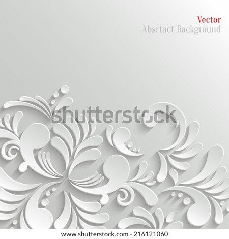 Abstract Floral 3d White Background, Trendy Design Template
