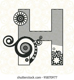 abstract floral ABC, ornamental letter H