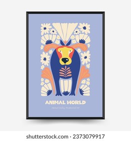 Abstract floral and animal posters template. Modern trendy Matisse minimal style.Kids and Child wall art. Hand drawn design for wallpaper, wall decor, print, postcard, cover, template, banner. 