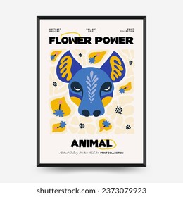 Abstract floral and animal posters template. Modern trendy Matisse minimal style.Kids and Child wall art. Hand drawn design for wallpaper, wall decor, print, postcard, cover, template, banner. 