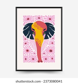 Abstract floral and animal posters template. Modern trendy Matisse minimal style.Kids and Child wall art. Hand drawn design for wallpaper, wall decor, print, postcard, cover, template, banner. 