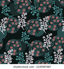 Abstract Floral and Aquarium Plants Vector Graphic Seamless Pattern can be use for background and apparel design