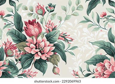 Abstract floral art background template. Botanical watercolor hand drawn flowers brush line art design - Vector illustration