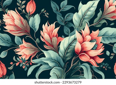 Abstract floral art background template. Botanical watercolor hand drawn flowers brush line art design - Vector illustration