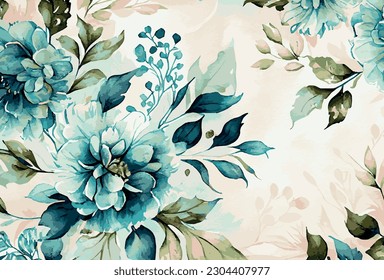 Abstract floral art background template. Botanical watercolor hand drawn flowers brush line art design - Vector illustration